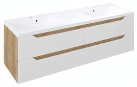 Dvojumyvadlová skříňka 149,7×50×47,8 cm bílá/dub Alabama – Sapho WAVE WA150-3022 | Více -