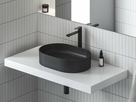 CR II 015.21BL Umyvadlová stojánková baterie BeCool 300 mm bez výpusti, černá | Více -