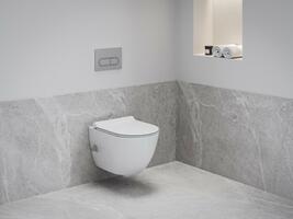WC s bidetovou tryskou Uni Chrome RimOff, závěsný, bílá | Více -