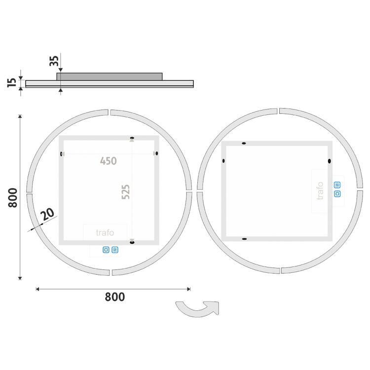 Kulaté zrcadlo s led osvětlením průměr 80 cm – Nimco ZP 24002RVX